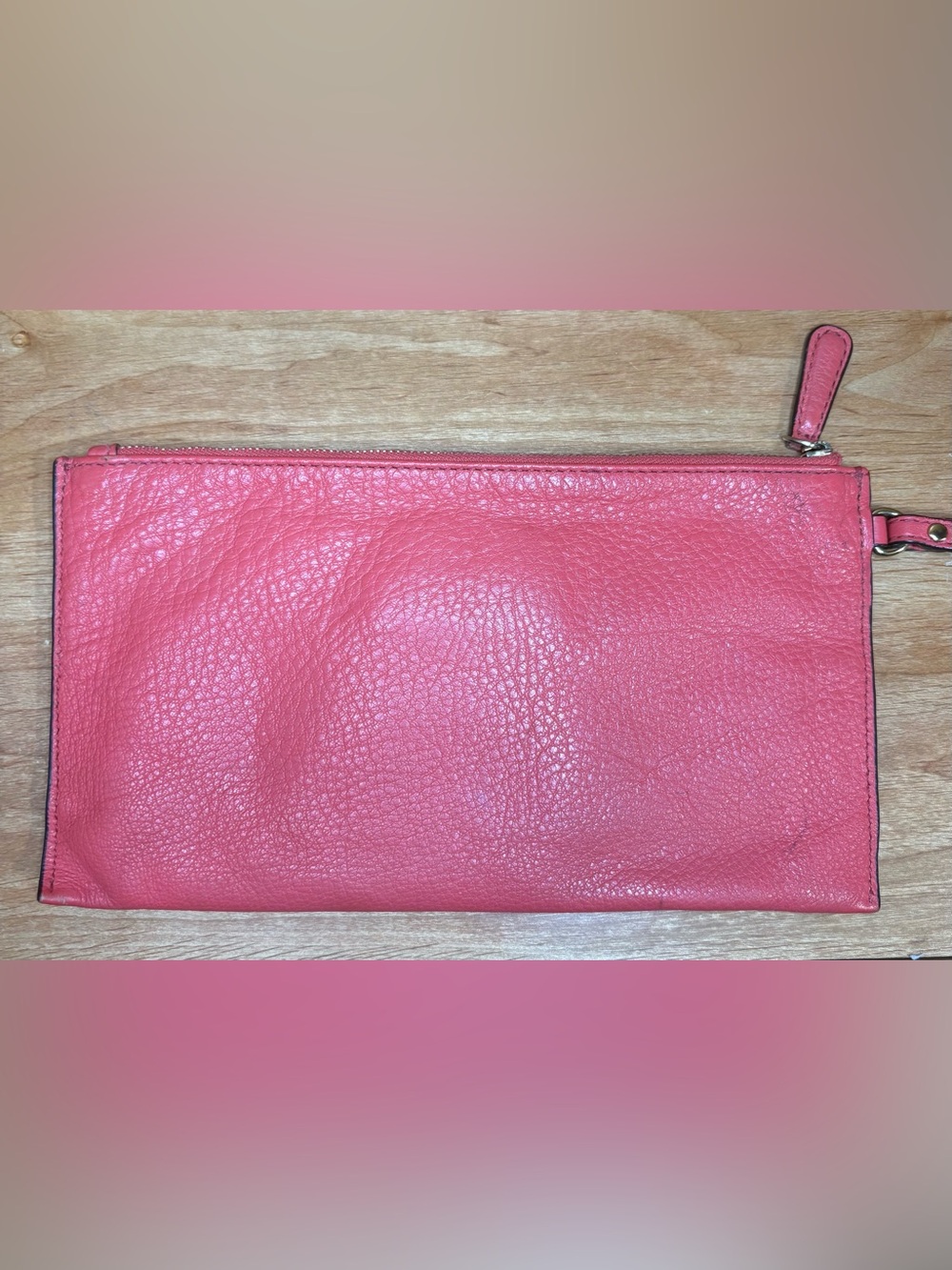 Michael Kors Fulton Pink Pebbled Leather Large Top Zip Wristlet Clutch Wallet - Picture 4 of 8